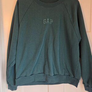 Gap Vintage Forest Green Embroidered Logo Crewneck Sweatshirt Large